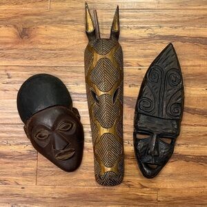 African Wooden Tribal Masks Set of 3